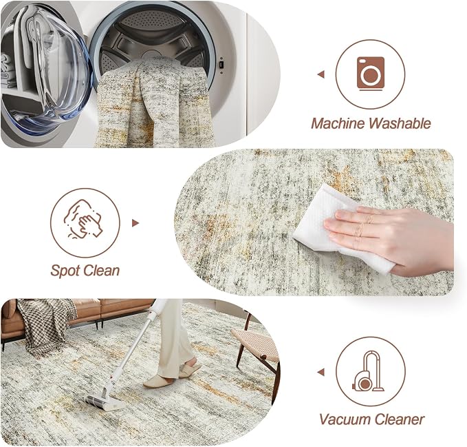 Soalmost 6x9 Area Rug for Living Room Washable 6x9 Non-Slip Modern Abstract