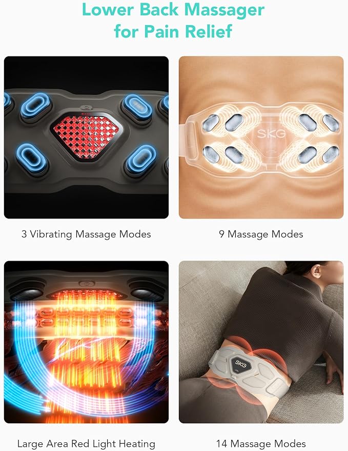SKG Lower Back Massager for Pain Relief Deep Tissue Christmas Gifts for Men