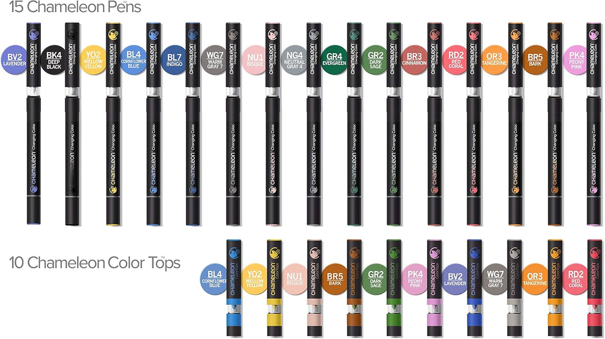 Chameleon Art Products, 15 Pens + 10 Color Tops (25-Pen Deluxe Set)