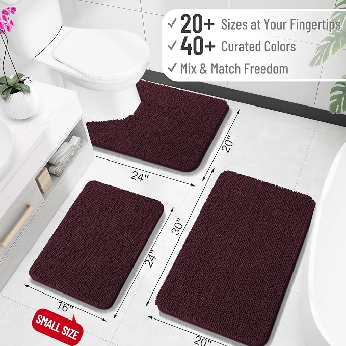 OLANLY Bathroom Rugs 32x20, Extra Soft Absorbent Chenille Bath Rugs, Rubber