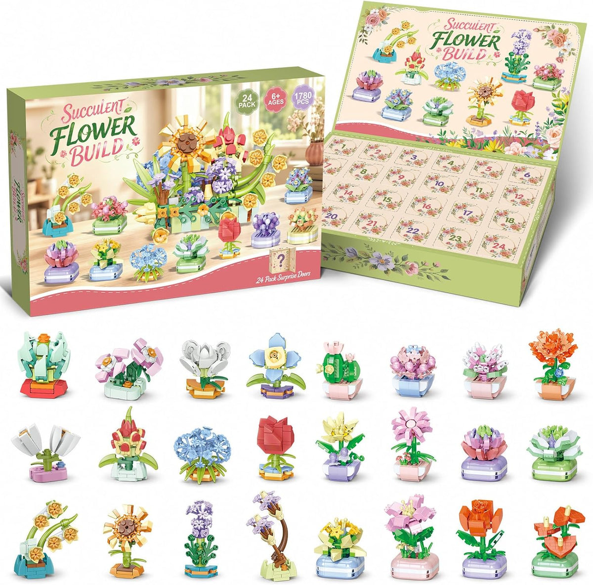 Flower Advent Calendar 2026 Succulents Building Blocks for Adults