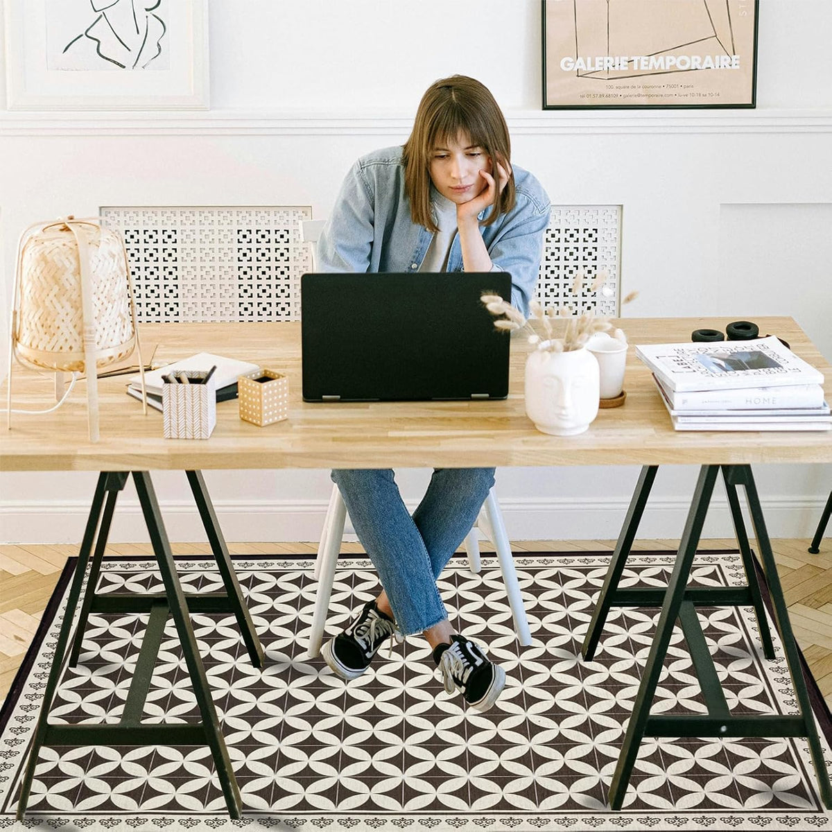 Office Chair Mat for Hardwood Floor, 60"x45" Easy Glide Computer Desk Mat Protector for Rolling Chair Under Desk Rug Nonslip Backing, Machine Wash, (Modern)