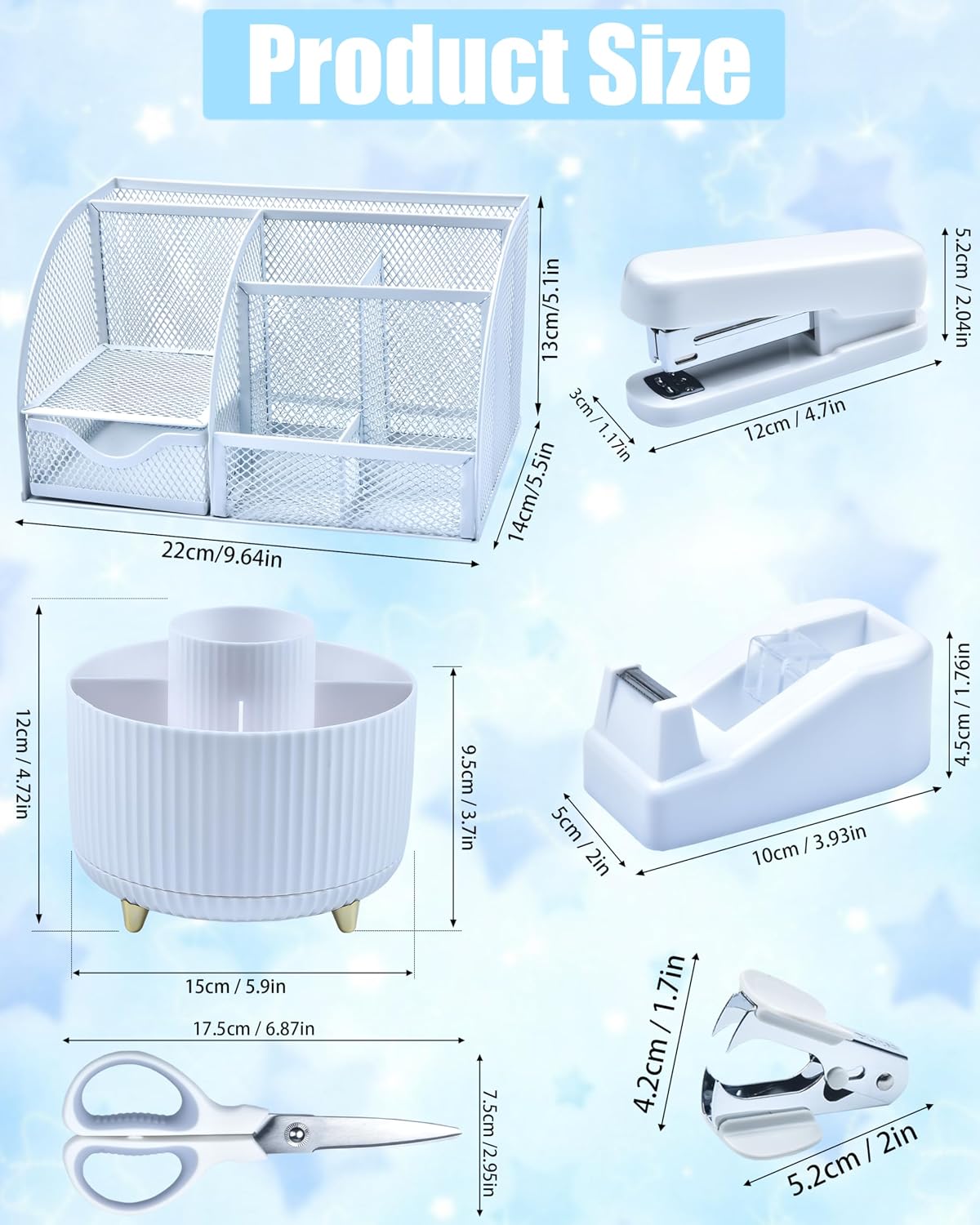 LXEVIHK White Desk Accessories 21-Piece Office Supplies Gift Set