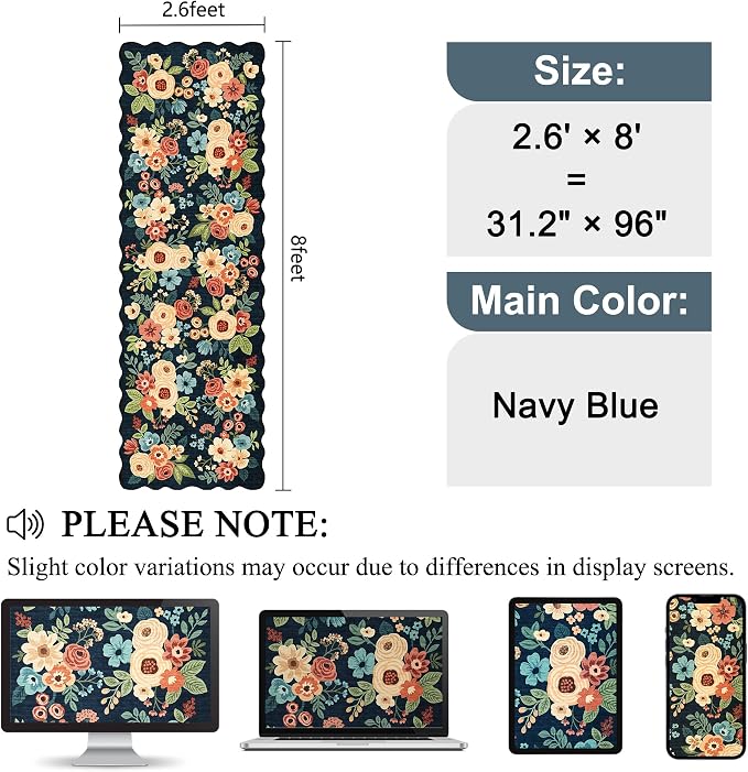 DUKINO 2.6x8 Runner Rug for Hallway, Washable Kitchen Rug