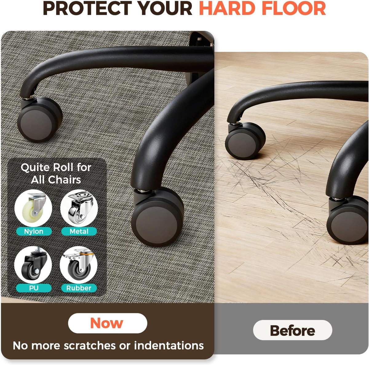 BAGAIL Office Chair Mat for Hardwood Floor, 35"x47" Heavy Duty Computer Chair Mat - Fast Flat & Smooth Glide - Non-Slip Desk Chair Floor Protector for Home Office - Brown