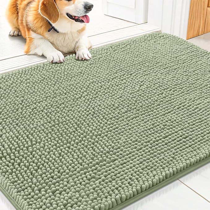 Smiry Dog Door Mat for Muddy Paws 30x20, Absorbent Dirt Trapper, Non-Slip
