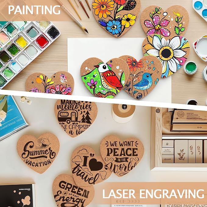 100 PCS Cork Coasters for Laser Engraving, Thick Absorbent Blank Coasters | 4