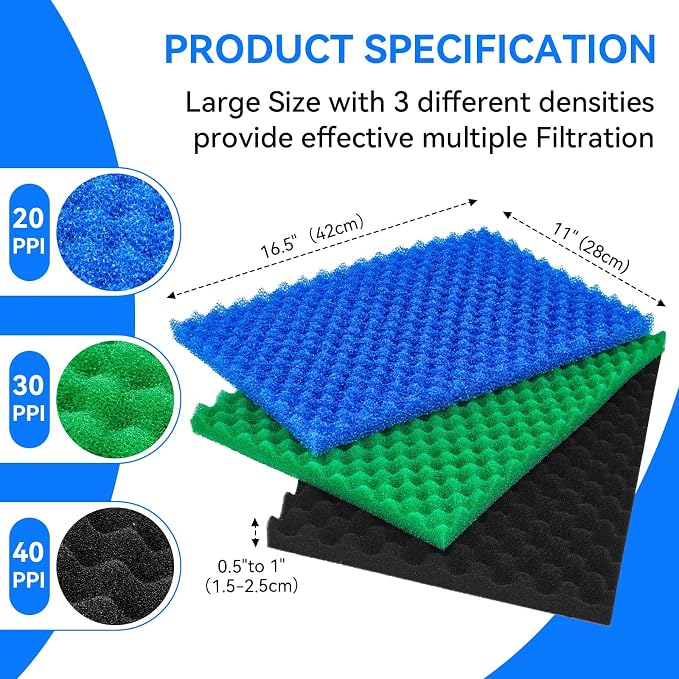 Foam Aquarium Filter Coarse Sump Filter Sponge Cut to Fit Bio Sponge Filters