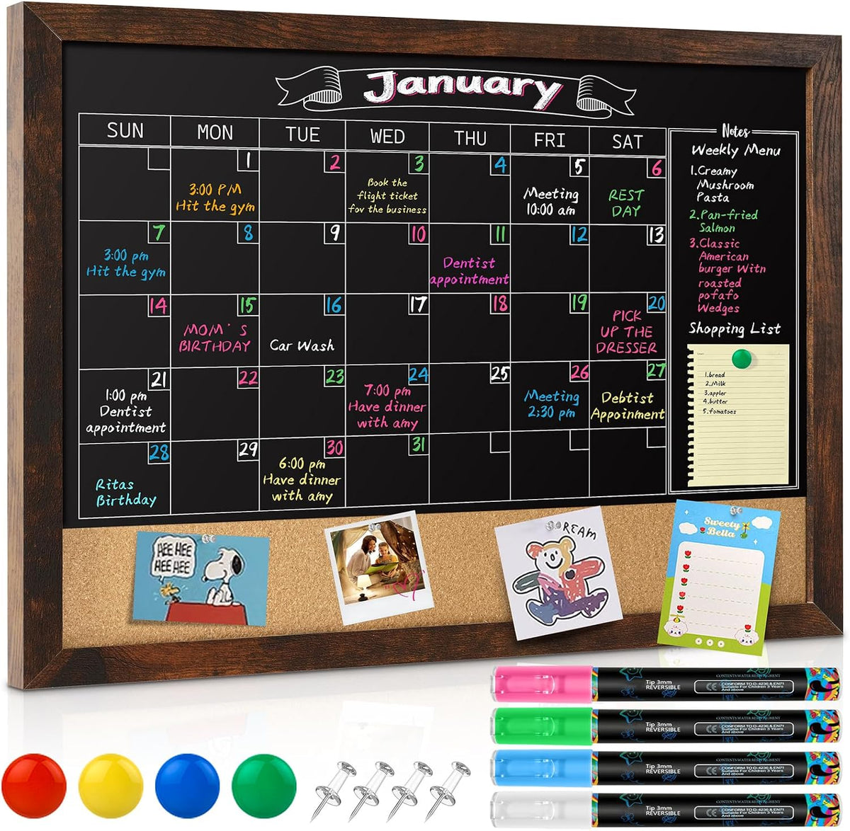 GOTIDEAL Chalkboard Calendar 24" x 18" Chalk Board for Wall