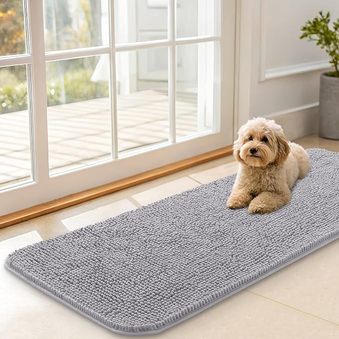 OLANLY Dog Door Mat for Muddy Paws 47x17, Absorbs Moisture and Dirt, Absorbent