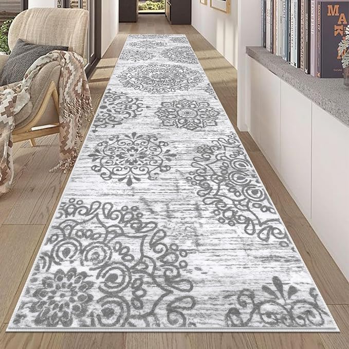 HEBE Hallway Runner Rug 2'8''x12' Washable Vintage Distressed Area Rugs Non