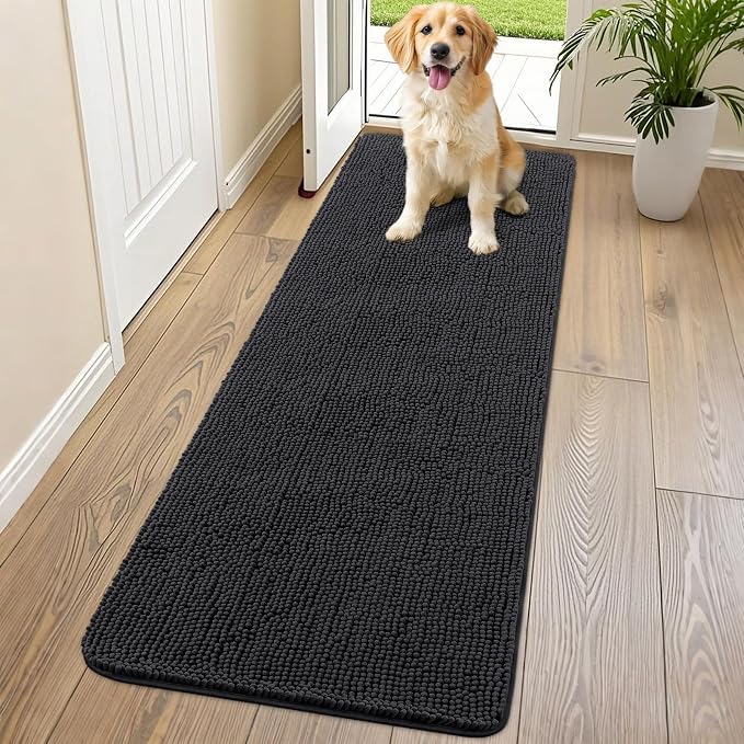 Smiry Dog Door Mat for Muddy Paws 70x24, Absorbent Dirt Trapper, Non-Slip