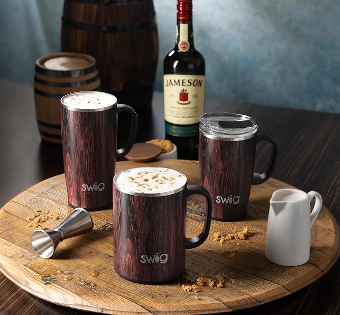 Swig Life 24oz Travel Mug, Bourbon Barrel | Triple Insulated Stainless Steel