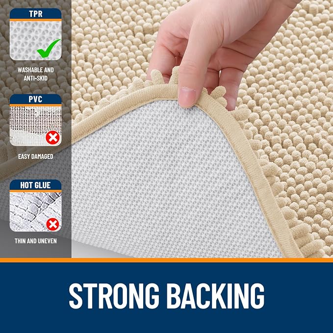 OLANLY Large Bathroom Rugs 47x32, Extra Soft Absorbent Chenille Bath Rugs