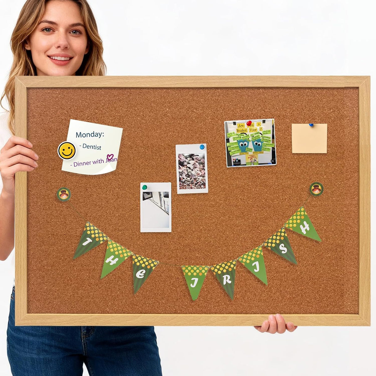 Cork Bulletin Board, 24 X 36 inches with Oak Wood Finish Frame, for Wall Office Home and School