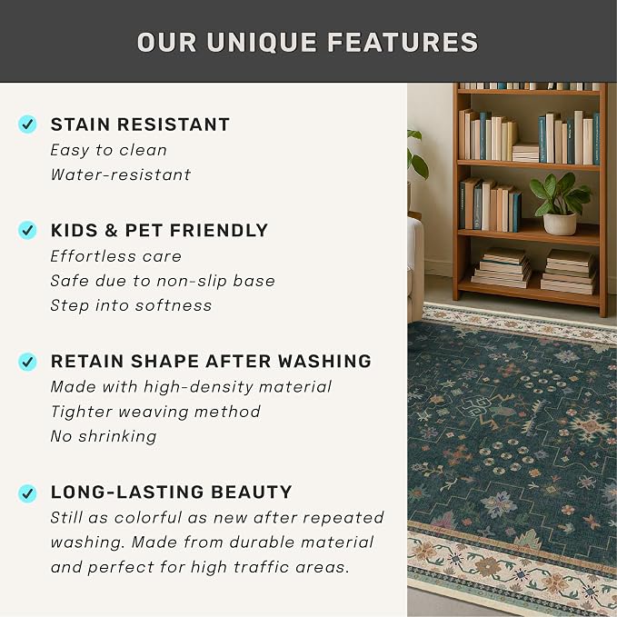 Hazo Haus Vintage Dark Green 2x10 Hallway Runner Rug