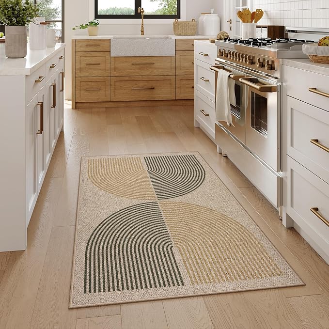 Lahome Enfys Rainbow Front Door Mat, Farmhouse Neutral Non Slip Non Shedding