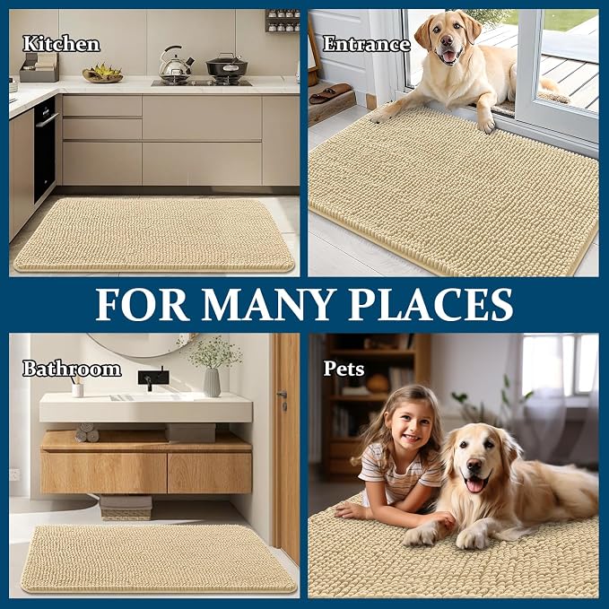 OLANLY Dog Door Mat for Muddy Paws 70x35, Absorbs Moisture and Dirt, Absorbent