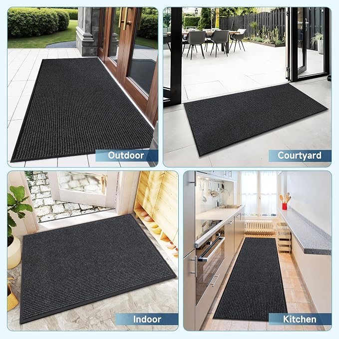 BesWin Indoor Outdoor Mat, Heavy Duty Commercial Floor Mat, Non Slip Rubber