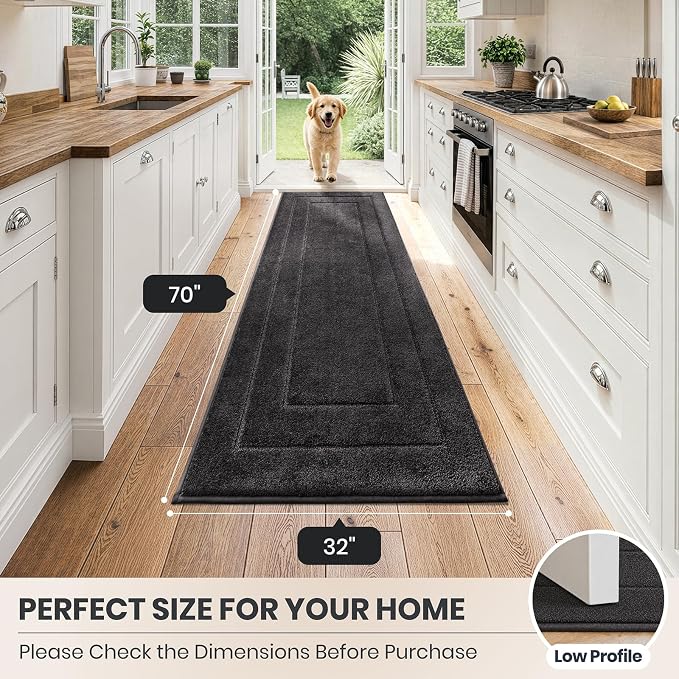 PURRUGS Dirt Trapping Door Mat 32" x 70", Non-Slip/Skid Machine Washable