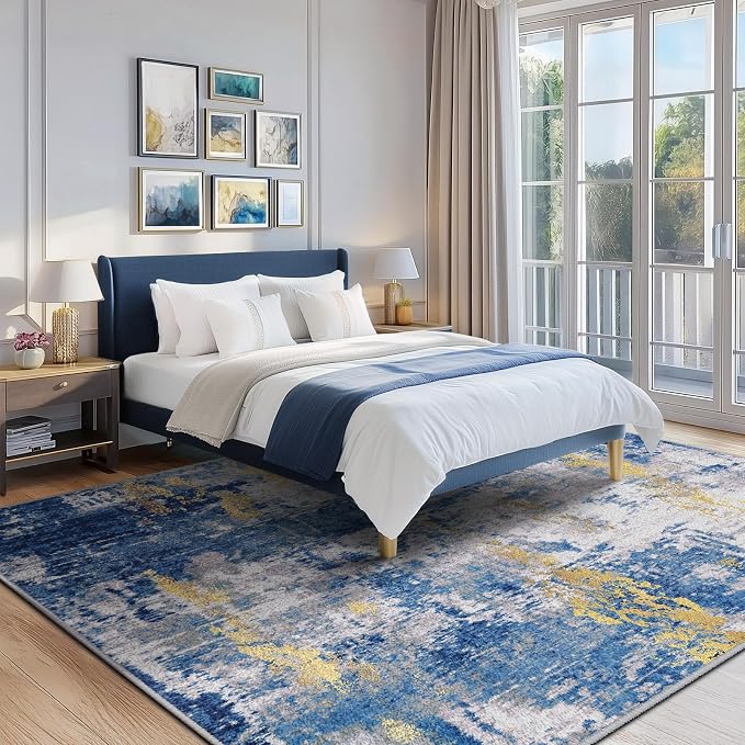 RELEANY Washable Area Rugs 8'x10' Non-Slip Modern Abstract Soft