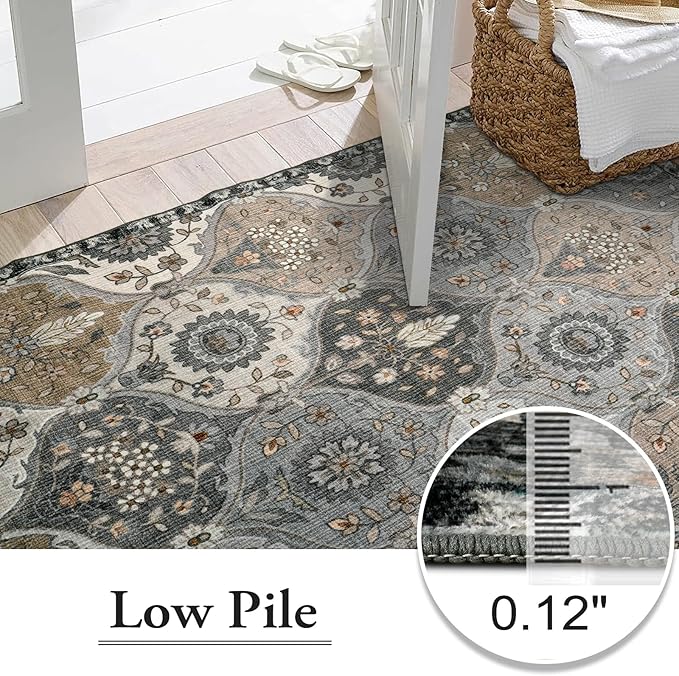 Lahome Moroccan Washable Living Room Rug, 5x8 Rugs