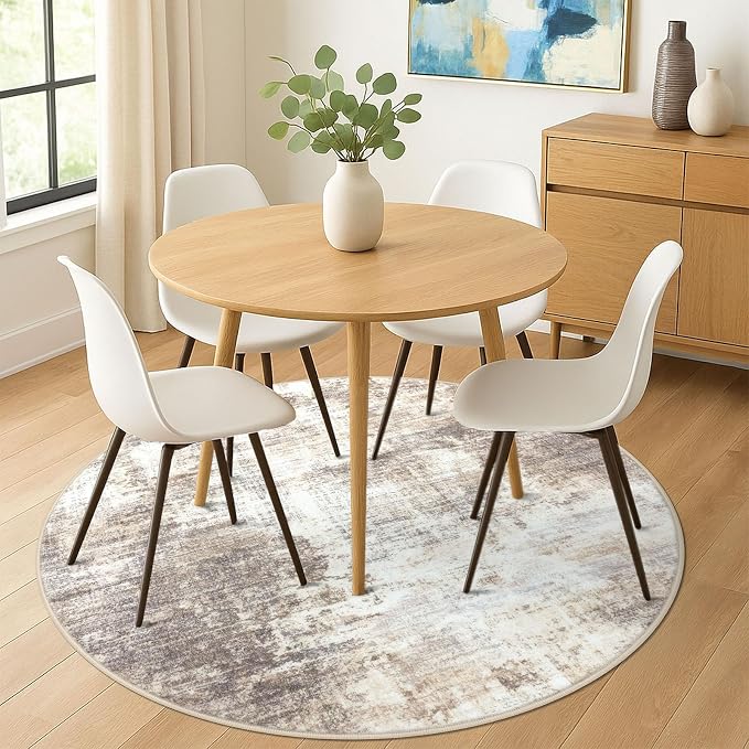 IOHOUZE Abstract Round Area Rug 6 Ft Washable Circle Rugs Large Round Rug Non