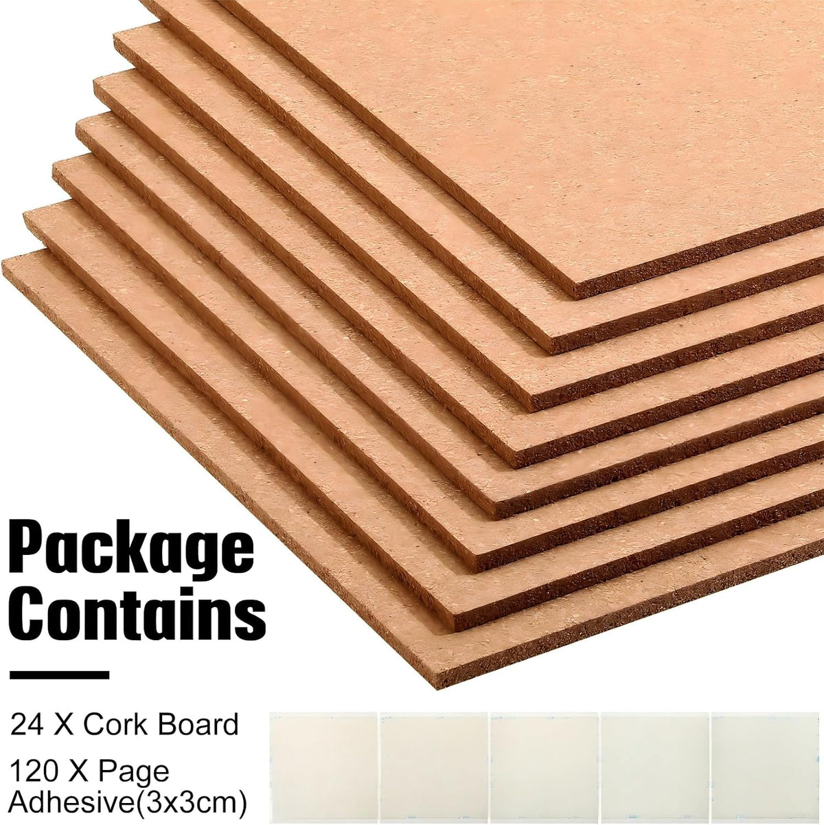 Crtiin 24 Pcs Cork Board Tiles, 12"x12" 1/4" Thick Brown Cork Squares Tiles