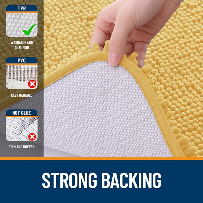 OLANLY Bathroom Rugs 35x24, Extra Soft Absorbent Chenille Bath Rugs, Rubber