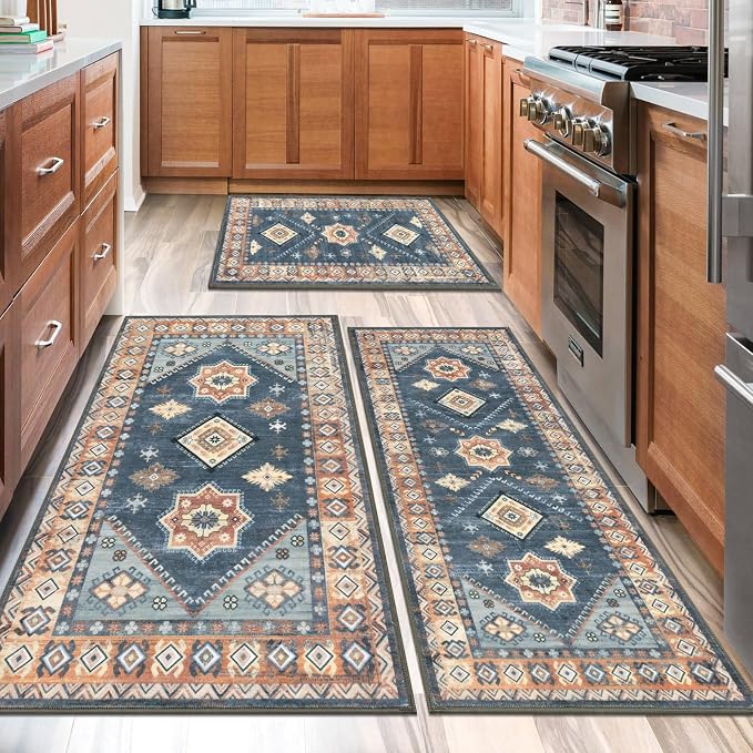 HEBE Boho Kitchen Rug Sets 3 Piece