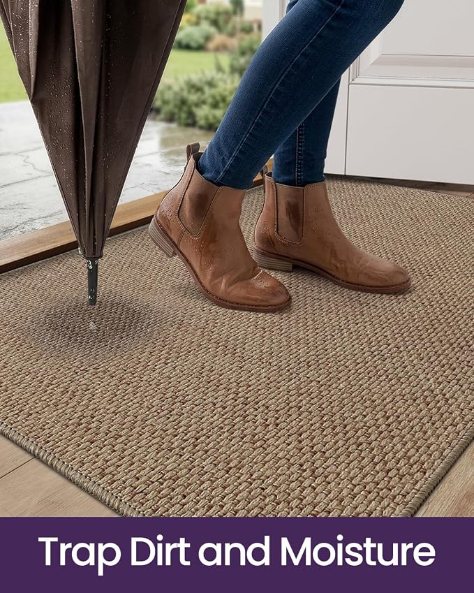 DEXI Ultra Thin Door Mat Indoor Entrance 32x48, Non Slip Rubber Backed Entryway