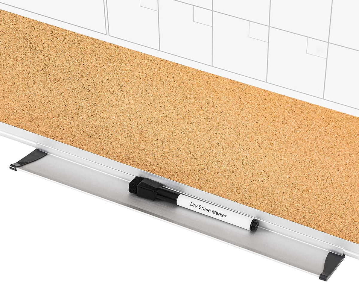 VUSIGN Monthly Calendar Whiteboard Dry Erase Cork Board Combo