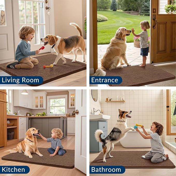 Smiry Dog Door Mat for Muddy Paws 59x24, Absorbent Dirt Trapper, Non-Slip
