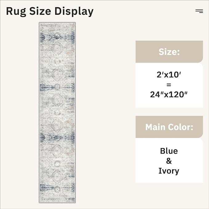 Soalmost Runner Rug 2x10 Washable Non-Slip Hallway Runner Rugs
