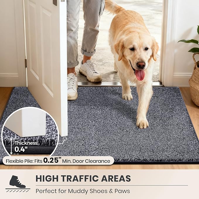 PURRUGS Dirt Trapping Door Mat 24" x 59", Non-Slip Machine Washable Entryway Rug