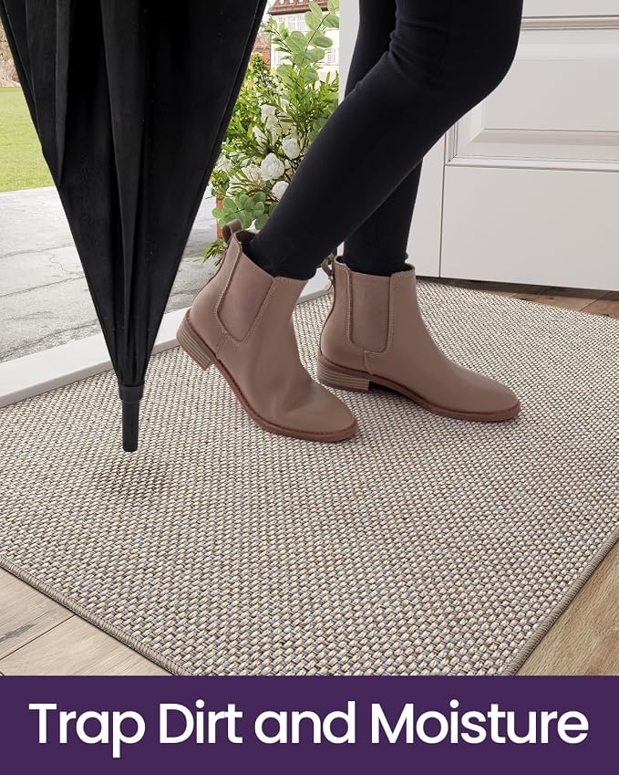 DEXI Ultra Thin Door Mat Indoor Entrance 48x72, Non Slip Rubber Backed Entryway