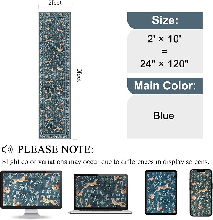 DUKINO 2x10 Rug for Hallway, Washable Kitchen Runner Rug