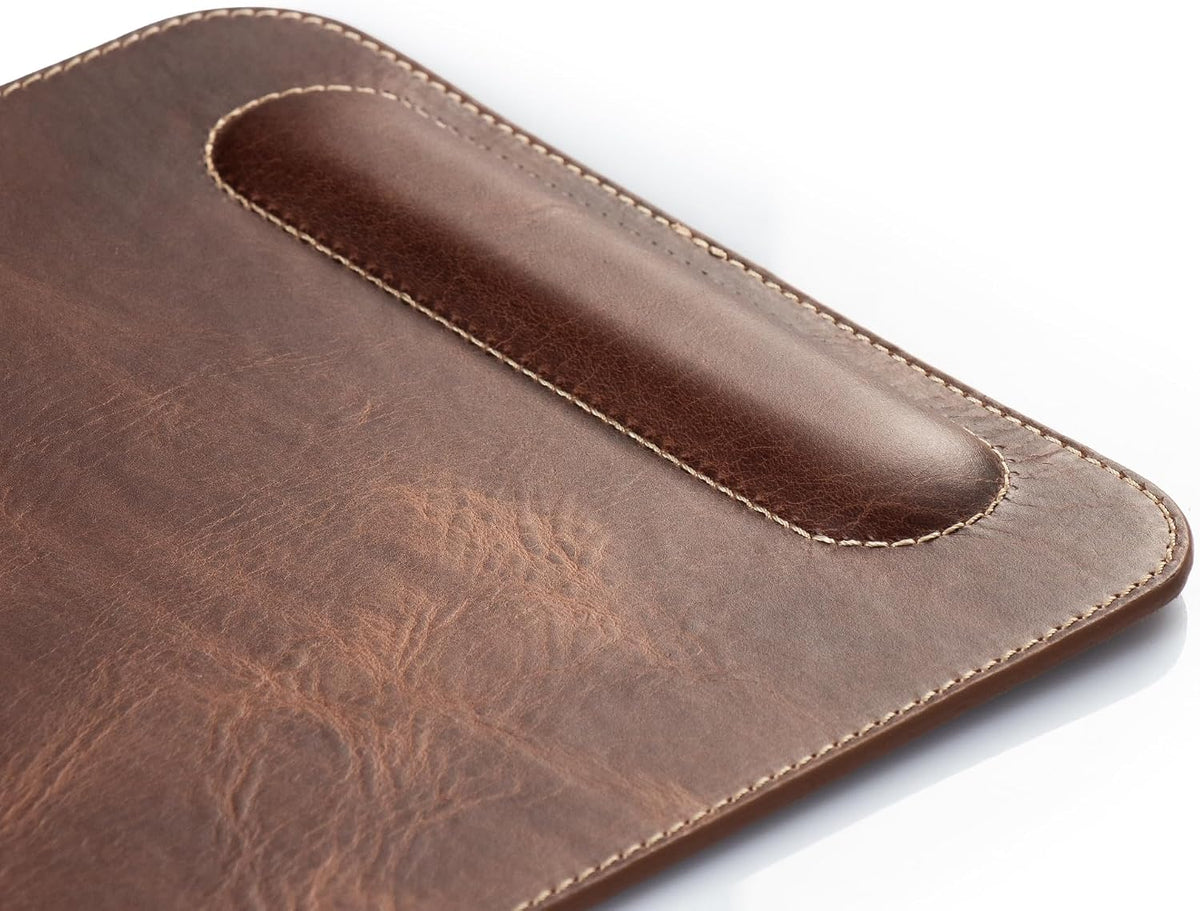 Londo Top Grain Leather Mouse Pad with Wrist Rest – Ergonomic Support, Non-Slip Base, Smooth Surface