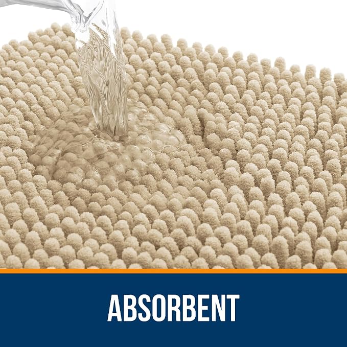 OLANLY Bathroom Rugs 32x20, Extra Soft Absorbent Chenille Bath Rugs, Rubber