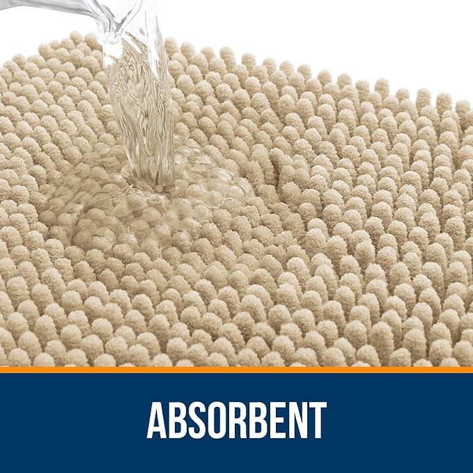 OLANLY Bathroom Rugs 34x21, Extra Soft Absorbent Chenille Bath Rugs, Rubber