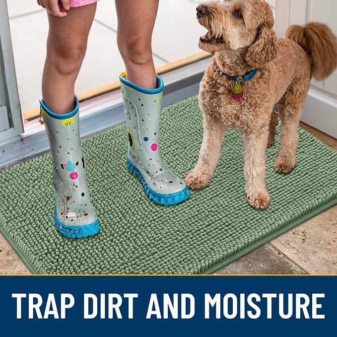 Smiry Dog Door Mat for Muddy Paws 47x32, Absorbent Dirt Trapper, Non-Slip