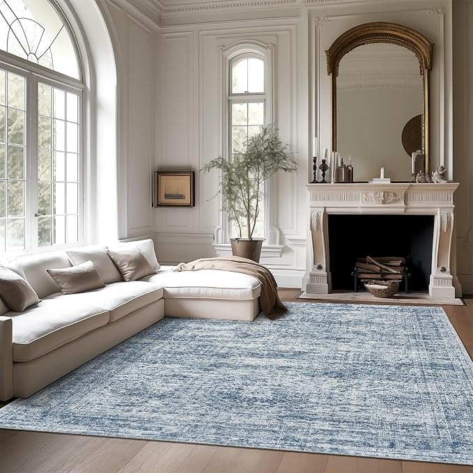 Soalmost 9x12 Area Rugs for Living Room, Non Slip Machine Washable Vintage Rugs