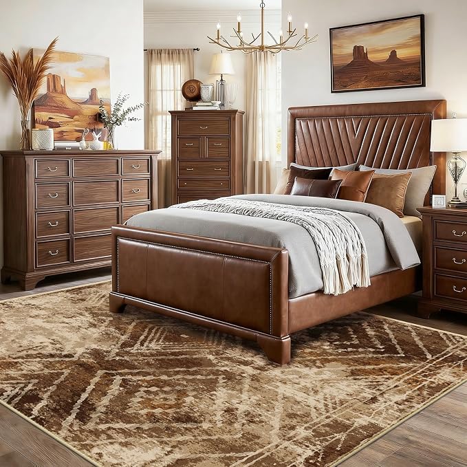 BESTSWEETIE Area Rug 8x10 Rug Machine Washable Non-Slip Low Pile Print Pattern