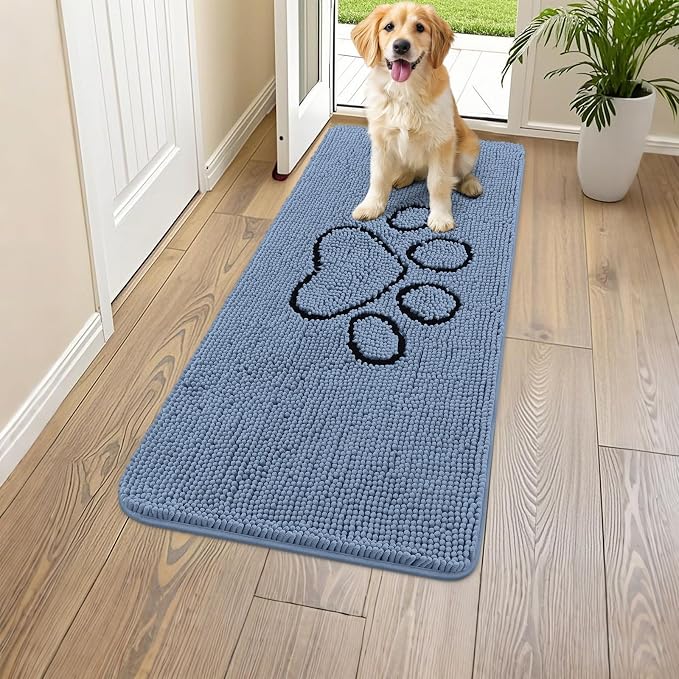 Smiry Dog Door Mat for Muddy Paws, Absorbent Dirt Trapper Non Slip Quick Dry