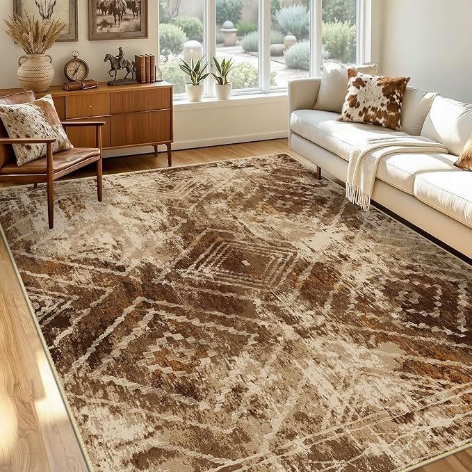 BESTSWEETIE Area Rug 4x6 Rug Machine Washable Non-Slip Low Pile Print Pattern