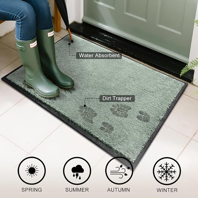 Mibao Front Door Mat Indoor Entrance, 29.5" x 17", Dirt Trapper Welcome Mat