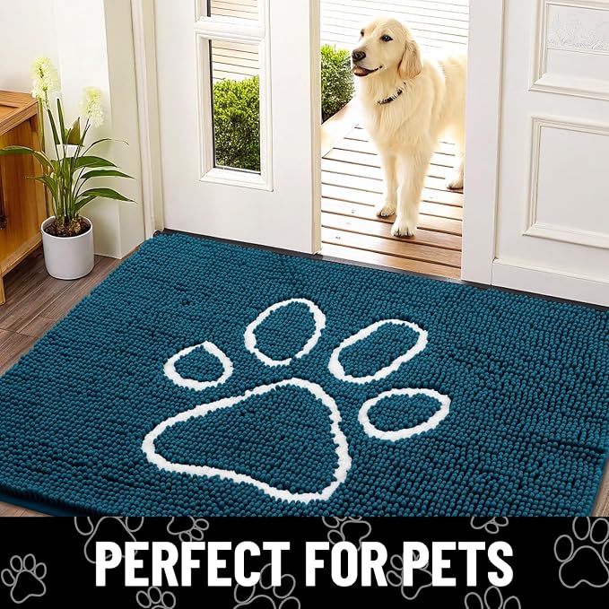 Smiry Dog Door Mat for Muddy Paws, Absorbent Dirt Trapper Non Slip Quick Dry
