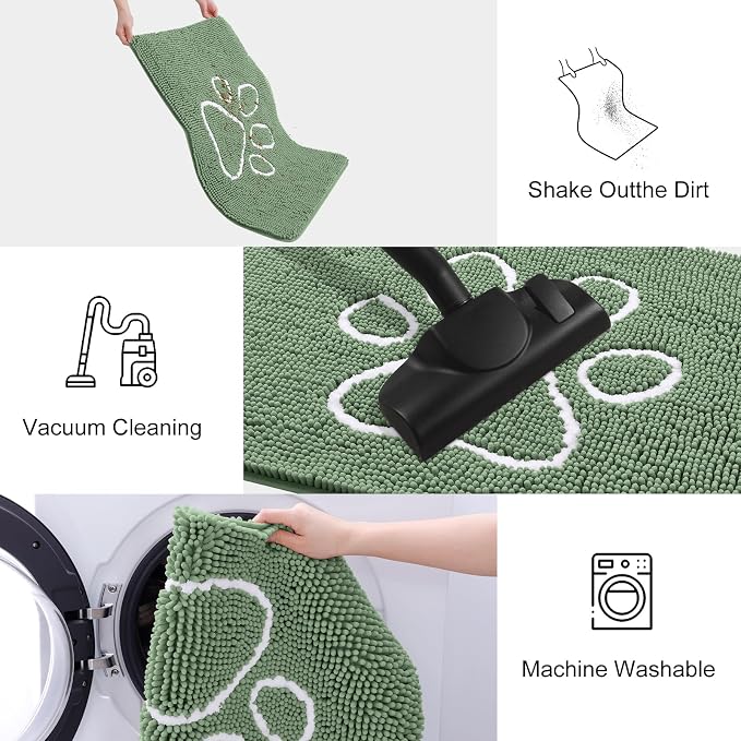 Smiry Dog Door Mat for Muddy Paws, Absorbent Dirt Trapper Non Slip Quick Dry
