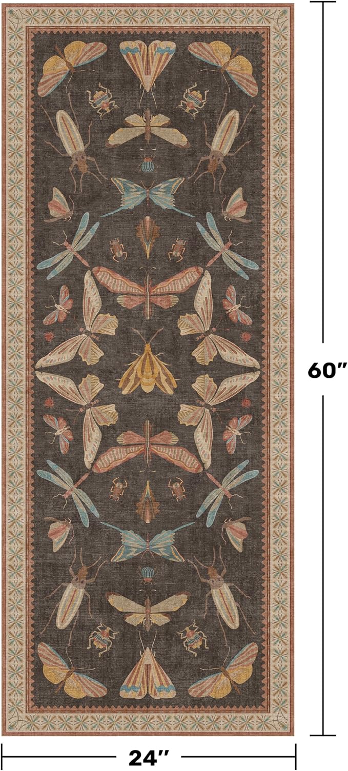 Brown 2x5 Entryway Runner Rug, Washable Non Slip Carpet