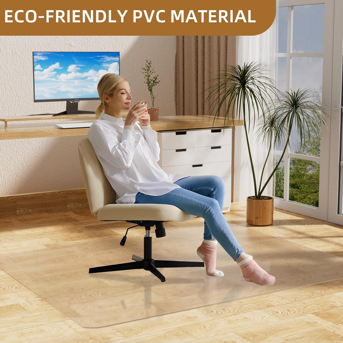 Clear Office Chair Mat for Hard Floors, Plastic Floor Protector for Chairs